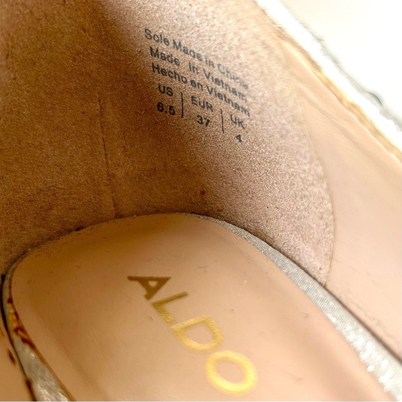 Aldo Uloaviel Silver Sequin Pointed Toe Stiletto High Heel Pumps Flip 37 / 6.5 - Picture 7 of 9